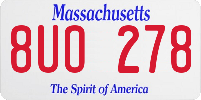 MA license plate 8UO278