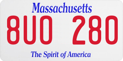 MA license plate 8UO280