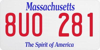 MA license plate 8UO281