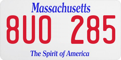 MA license plate 8UO285