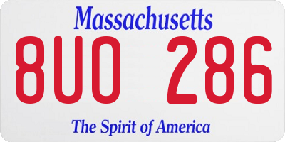 MA license plate 8UO286
