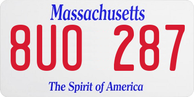 MA license plate 8UO287