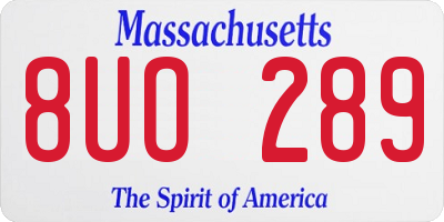 MA license plate 8UO289