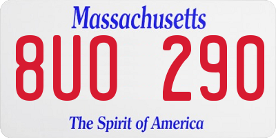 MA license plate 8UO290