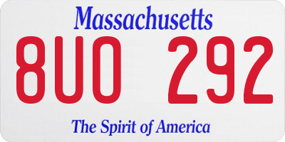 MA license plate 8UO292