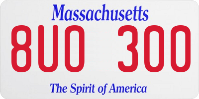 MA license plate 8UO300