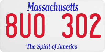 MA license plate 8UO302