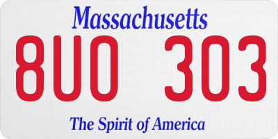MA license plate 8UO303