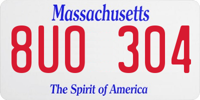 MA license plate 8UO304