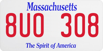 MA license plate 8UO308