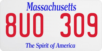 MA license plate 8UO309