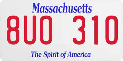 MA license plate 8UO310