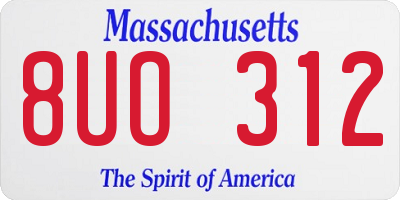 MA license plate 8UO312