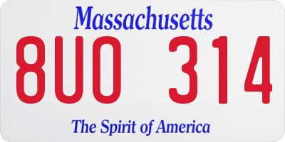 MA license plate 8UO314