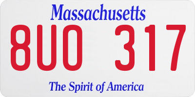 MA license plate 8UO317