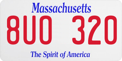 MA license plate 8UO320