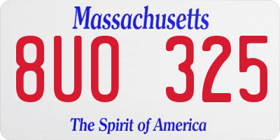 MA license plate 8UO325