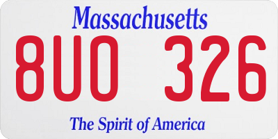 MA license plate 8UO326