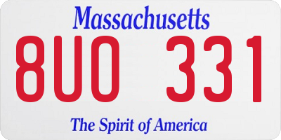 MA license plate 8UO331