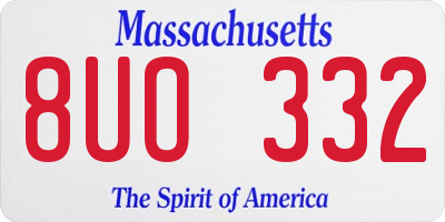 MA license plate 8UO332