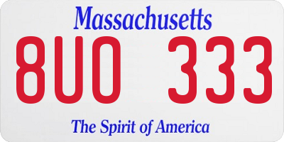 MA license plate 8UO333