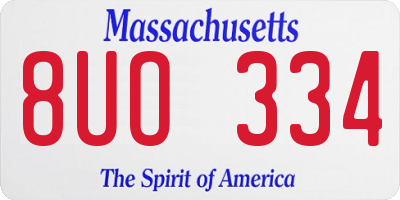 MA license plate 8UO334
