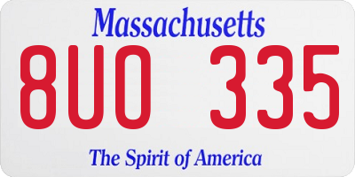 MA license plate 8UO335