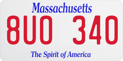 MA license plate 8UO340