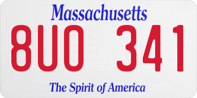 MA license plate 8UO341