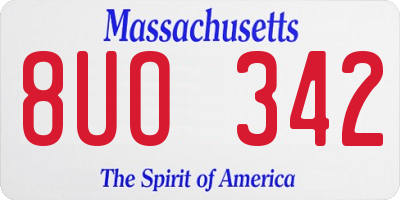 MA license plate 8UO342