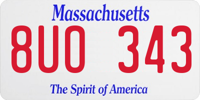 MA license plate 8UO343