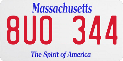 MA license plate 8UO344