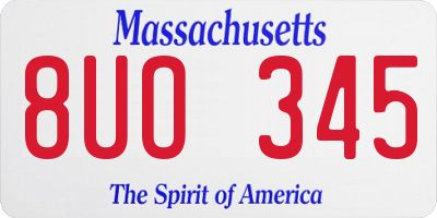 MA license plate 8UO345