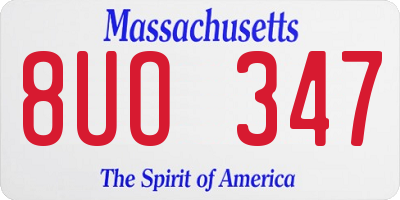 MA license plate 8UO347