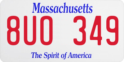 MA license plate 8UO349