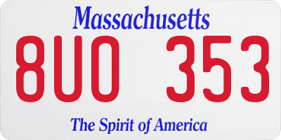 MA license plate 8UO353