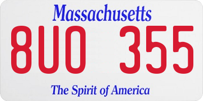 MA license plate 8UO355