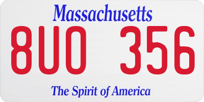 MA license plate 8UO356