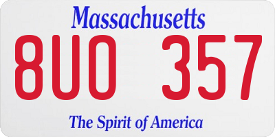 MA license plate 8UO357