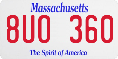 MA license plate 8UO360