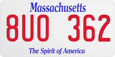 MA license plate 8UO362