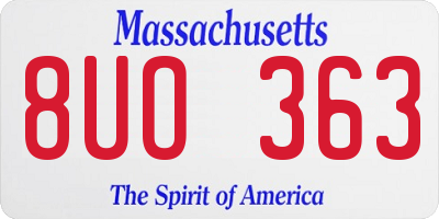MA license plate 8UO363