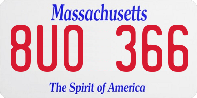 MA license plate 8UO366