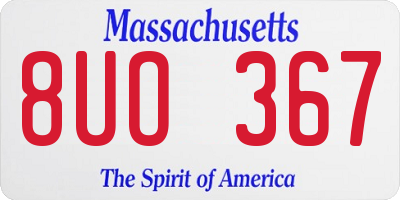 MA license plate 8UO367