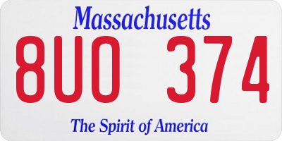 MA license plate 8UO374