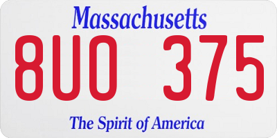 MA license plate 8UO375