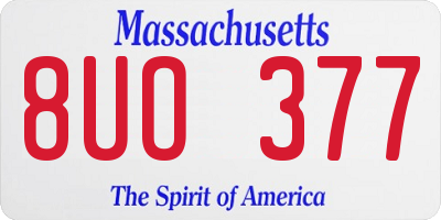 MA license plate 8UO377