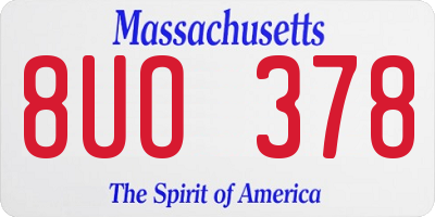 MA license plate 8UO378