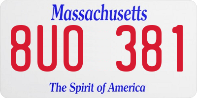 MA license plate 8UO381