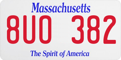 MA license plate 8UO382